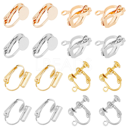 HOBBIESAY 32Pcs 8 Style Brass Clip-on Earring Findings KK-HY0001-04-1