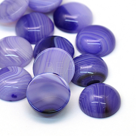 Dyed Natural Striped Agate/Banded Agate Cabochons X-G-R348-16mm-04-1