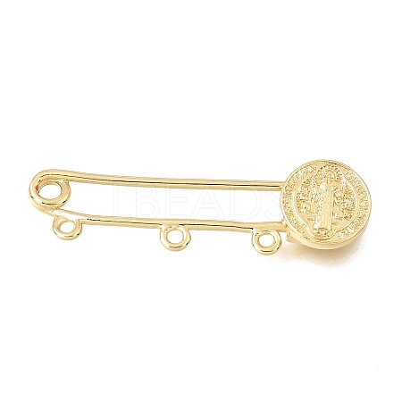 Saint Benedict Brass Safety Pins Brooch Findings KK-E802-41A-G-1