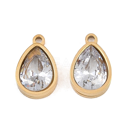 Plated 304 Stainless Steel & Glass Pendants GL-CBA5A59-01G-01-1