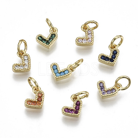 Brass Micro Pave Cubic Zirconia Charms KK-N227-33G-NF-1