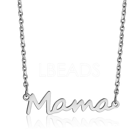 Simple 304 Stainless Steel Mama Link Chain Necklaces for Mother's Day QW8429-7-1
