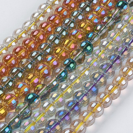 Electroplate Glass Beads Strands GLAA-K025-FR-8mm-A-1