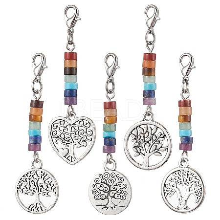Alloy Tree of Life Pendant Decorations HJEW-JM02062-1