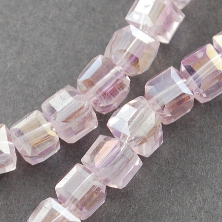Electroplate Glass Beads Strands X-EGLA-R030-6x6mm-29-1