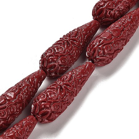 Synthetic Coral Carved Beads Strands CORA-C003-09A-02-1