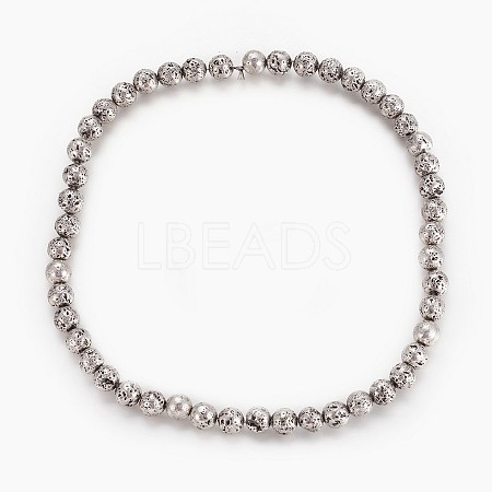 Electroplated Natural Lava Rock Beads Strands G-P400-05AS-1