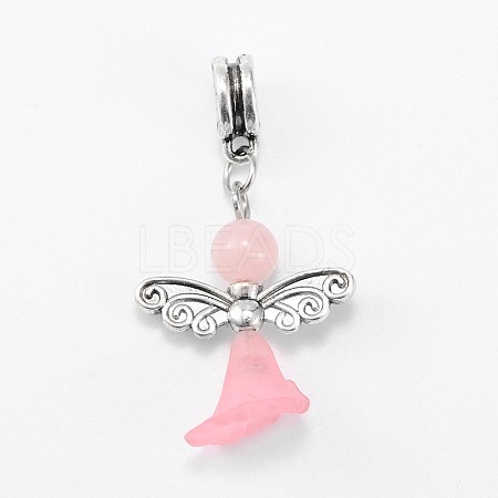 Lovely Wedding Dress Angel Alloy European Dangle Large Hole Pendants PALLOY-JF00002-02-1