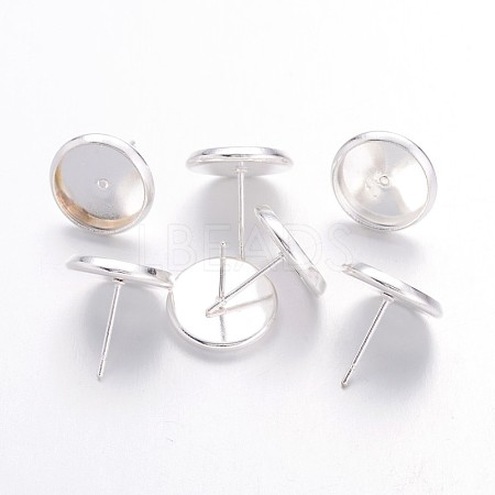 Brass Stud Earring Settings IFIN-Q006-10mm-S-NF-1