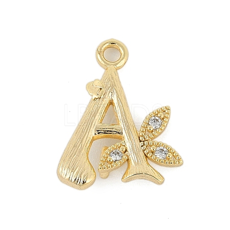 Brass Crystal Rhinestone Letter Links Connector Charms KK-S395-06G-A-1