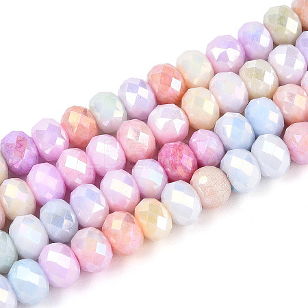 Anti-Tarnish Electroplate Rondelle Glass Beads Strands EGLA-T021-6mm-17-10-1