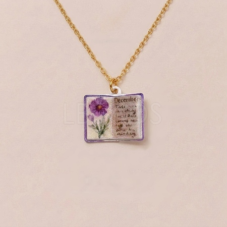 Brass Enamel Book Pendant Necklaces for Women KK-CBAF5B9-01G-12-1