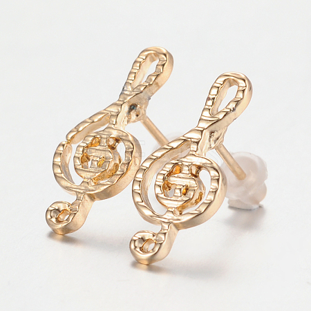 Musical Note Alloy Stud Earrings EJEW-O068-31G-1