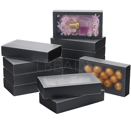 Cardboard Drawer Gift Storage Boxes with Clear Cover LS-CON-WH0092-72C-02-1