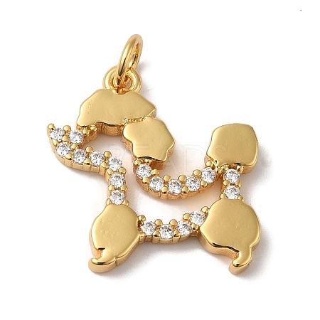 Rack Plating Brass Micro Pave Clear Cubic Zirconia Pendants KK-B092-18G-1
