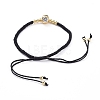 Skull Adjustable Brass Nylon Thread Braided Bracelets BJEW-JB04985-03-4