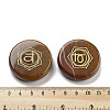 Natural Carnelian Flat Round with Chakra Sign Figurines Display Decorations DJEW-K025-01E-3
