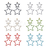 FIBLOOM 6 Pairs 6 Colors Alloy Hollow Star Dangle Stud Earrings with Rhinestone for Women EJEW-FI0001-87-1