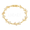 Brass Pave Cubic Zirconia Flower Link Chain Bracelets for Women KK-CBA68DA-14G-11-4