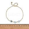Round Natural Larimar Beads 304 Stainless Steel Satellite Chain Anklets for Women AJEW-AN00877-4
