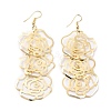 Layered Hollow Rose Dangle Earrings for Girl Women EJEW-I258-06G-1