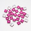 Back Plated Faceted Square Taiwan Acrylic Rhinestone Beads X-ACRT-M04-7-02-1