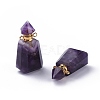Faceted Natural Amethyst Openable Perfume Bottle Pendants G-P435-B-02G-2