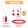 FIBLOOM Dyde Natural Agate Plain Band Rings & Red Jasper Bullet Pendant Necklace & Carnelian Round Beaded Dangle Earrings & Stretch Bracelet SJEW-FI0001-16-10