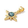 Rack Plating Brass Micro Pave Cubic Zirconia with Synthetic Opal Pendants KK-D088-26G-3