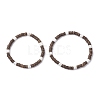2Pcs 2 Styles Natural Coconut & White Shell Flat Round Beads Stretch Bracelets for Men Women BJEW-JB12460-2