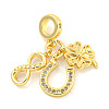 Rack Plating Brass Micro Pave Cubic Zirconia European Dangle Charms KK-P270-02B-G-1