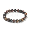 Natural Tiger Eye Beaded Stretch Bracelets BJEW-A117-C-43-2