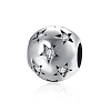 Round 925 Sterling Silver Cubic Zirconia European Beads STER-BB15825-1