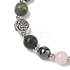 8mm Round Natural Rose Quartz & Natural Chinese Southern Jade & Synthetic Non-Magnetic Hematite Beaded Bracelets BJEW-PH01801-2