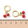Cherry Brass Enamel Hoop Earrings EJEW-M077-14G-02-2
