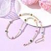 Faceted Cube Natural Multicolor Tourmaline and Glass Seed Beads Beaded Necklaces for Women NJEW-JN06668-1
