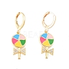Clear Cubic Zirconia Candy Dangle Leverback Earrings with Colorful Enamel EJEW-N012-81-2