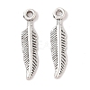 Tibetan Style Alloy Feather Pendants X-TIBEP-24166-AS-RS-1