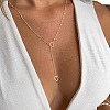 Double Hollow Heart Alloy Lariat Necklaces for Women FS-WG9B5F3-02-1