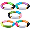 Candy Color Chunky Curved Tube Acrylic Beads Stretch Bracelets Set for Women BJEW-SW00015-1