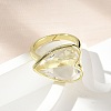 Heart Brass Natural Quartz Crystal Finger Rings RJEW-D304-01G-F-5