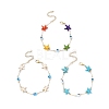3Pcs 3 Color Glass Evil Eye & Synthetic Turquoise Starfish Link Chain Bracelets Set BJEW-TA00428-1