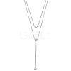 Anti-Tarnish Double Y-shaped Necklace Long Drop Dangle Necklace Delicate Y Chain Necklace Personalized Zircon Pendant Necklaces Choker Trendy Y Necklace Jewelry for Women JN1093A-1