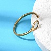 304 Stainless Steel & Natural Shell & Imitation Pearl Cuff Rings for Women RJEW-G372-01G-06-2