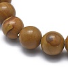 Natural Wood Lace Stone Bead Stretch Bracelets BJEW-K212-A-041-3