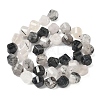 Natural Tourmalinated Quartz/Black Rutilated Quartz Beads Strands G-C267-B02-3