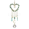 Natural Green Aventurine Chip Beads with Brass Findings Pendant Decorations HJEW-JM01814-03-1
