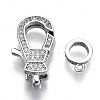 Brass Micro Pave Clear Cubic Zirconia Lobster Claw Clasps KK-N227-49P-NF-3