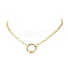 Brass Paperclip Chain Necklaces with Colorful Cubic Zirconia Ring Carabiner Locks for Women NJEW-JN06461-2