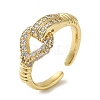 Brass Micro Pave Cubic Zirconia Open Cuff Ring for Women RJEW-F154-02G-B-5